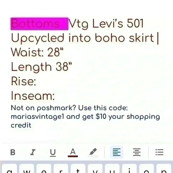 UPCYCLED LEVIS 501 Jeans into boho flower festival skirt waist 28" - Picture 12 of 13